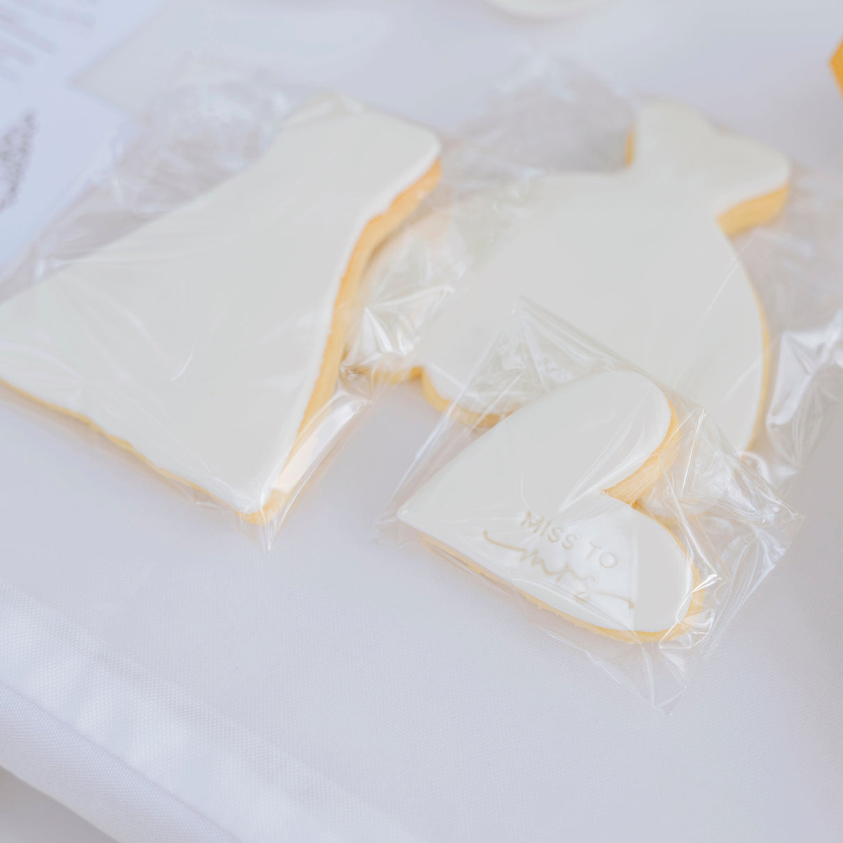 Fondant iced Wedding dress and heart cookies